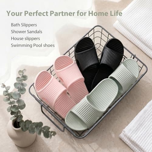 PUYTG Shower Shoes for Women/Men, Non-Slip Flat House Slipper Sandals, Lightweight Soft Flip Flop Shoes, Ladies Sliders for Home Bathroom Garden Poolside Beach Travel, Green, 4.5/5.5 UK — view 3