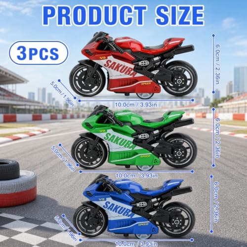 RJFUJP 3Pcs Toy Motorbike, Motorbike Toy, Three Motorcycle Models with Pull-Back Action, Hand-Eye Coordination Development, Display Decoration for Collectors, Compact Travel Entertainment, Gift — view 2