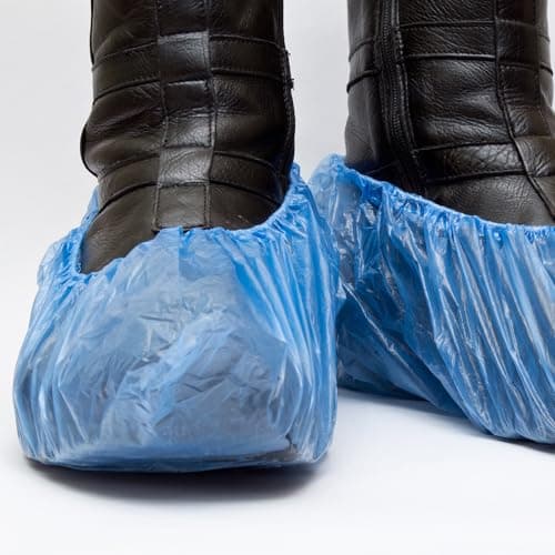 Disposable Shoe Covers Waterproof Overshoes Shoe Protector Covers Shoe Boot Cover Non Slip Plastic Shoes Covers Keeping Shoes Floors Carpets Clean 100 Pcs — view 4