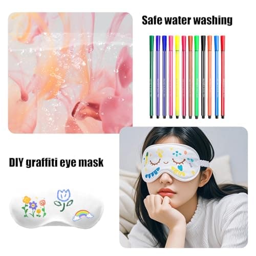 Pengshow Sleepover Party Supplies for Girls, DIY White Eye Masks, 16PCS — view 6