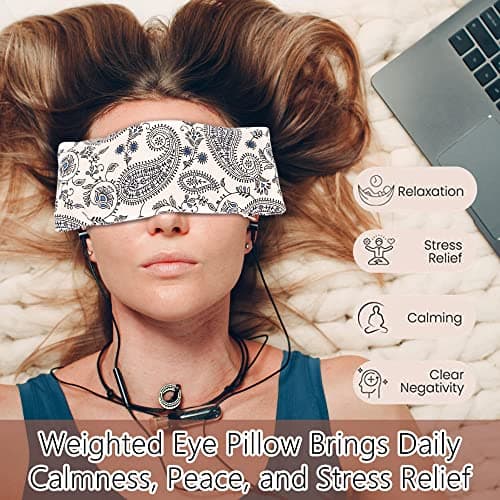 Hihealer Eye Pillow with Extra Cover Yoga Meditation Accessories Lavender Aromatherapy Weighted Eye Mask for Sleeping, Yoga, Meditation, Self Care Relaxation Gifts for Women, Mom (White) — view 6