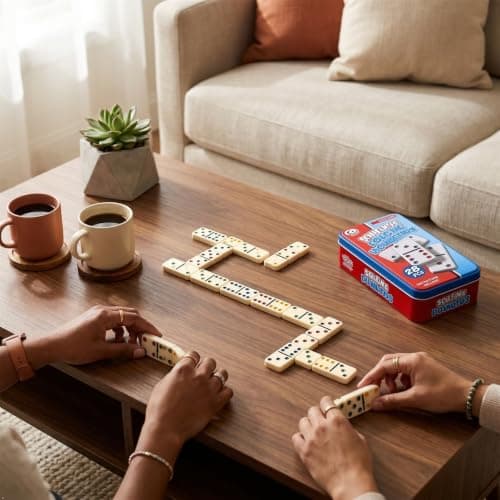 A2Z Double 6 Colour Dominoes Set in Metal Tin 28 Pieces Family Game — view 6