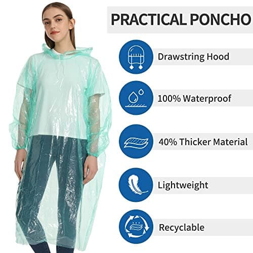 Opret Disposable Rain Ponchos 5 Pack, Emergency Raincoats, Waterproof — view 4