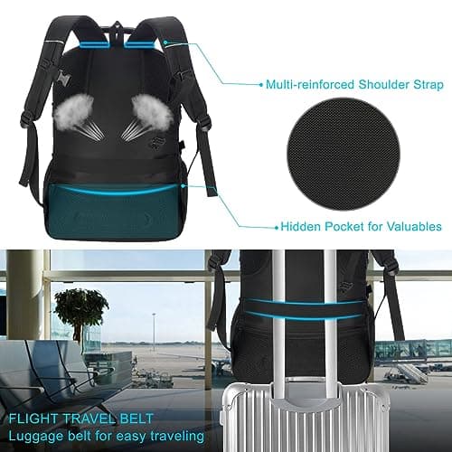 VESERI Backpack with Shoe Compartment,18.4in Laptop Bag for Travel Business,Sport Gym Bag for College School Bookbag for Men Women,Black — view 5