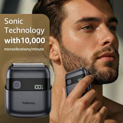Foil Shaver, Electric Shavers for Men,10000 RPM Close & Smooth Daily Shaving, Wet & Dry Electric Razor with 90 Min Runtime, USB-C Fast Charge, IPX7 Waterproof for Travel, Shower & Home Use, Black — view 3