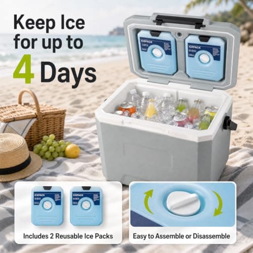 COSTWAY 12L/16L/21L/41L Insulated Cool Box (Gray, 41 x 27 x 32 cm) — view 2