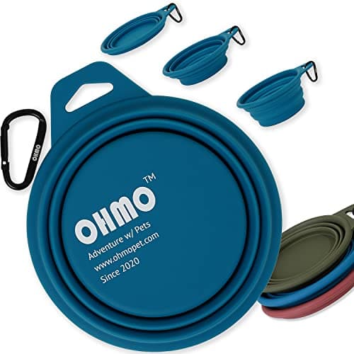 OHMO Large Collapsible Dog Water Bowl for Travel, 800ml, Peacock Blue