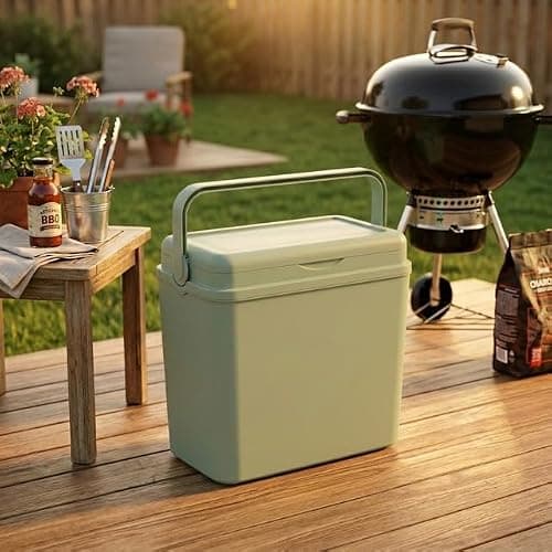 URBNLIVING 24L Cooler Box, Insulated Plastic Ice Box with Air Tight Locking Lid & Fold Away Handle, Durable Portable Food & Drinks Storage for Camping Picnic Beach BBQ — view 2