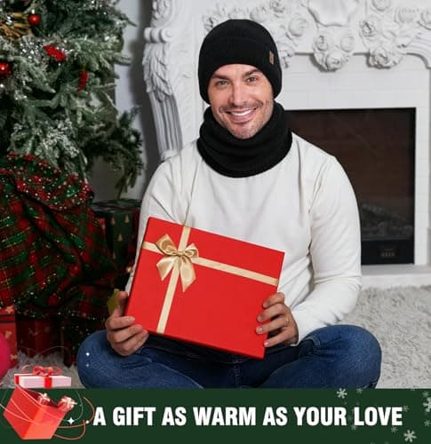 Wmcaps Winter Hat and Scarf Set for Men Women, Fleece Lined Knitted Beanie and Neck Warmer Soft Thermal Warm Accessories for Cold Weather, Unisex Christmas Birthdays Gift (Navy Blue) — view 6