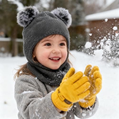 CERCTLA Kids Winter Warm Hat, Baby Warm Balaclava Cute Bear, Multifunction Thermal Windproof Knitted Hat Scarf Set for Girls Boys Toddler Grey — view 4