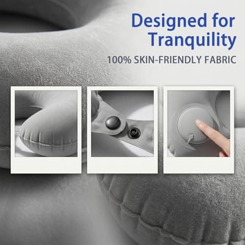 Apexrich Inflatable Travel Pillow, Press to Inflate Neck Pillow for Travel, Blow Up Neck Pillows for Flights, Small U-Shaped Headrest Cushion for Airplanes Grey — view 6