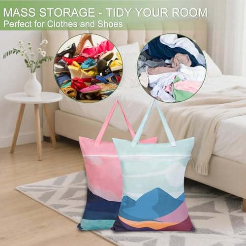 HOTUT Travel Laundry Bag,2pcs Waterproof Bathing Suit Workout Bag,Dirty Clothes Bags with Zipper for Home,Travel,Holiday,Camping,Caravan,Dormitory — view 5