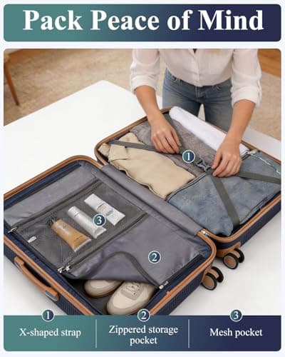 British Traveller Medium Suitcase, Lightweight Hard Shell Luggage — view 6