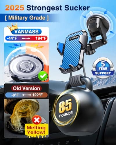 VANMASS Top Car Phone Holder 2026 [85+ lbs Strongest Suction & True Military-Grade] Rotatable Mobile Phone Mount Universal Dashboard Windscreen Vent Desk Automobile for iPhone 17-Pro Max 16 15 Samsung — view 4