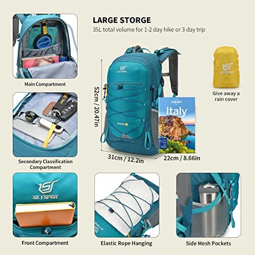 SKYSPER Rucksack 35L Hiking Backpack, Lightweight Travel Backpack Camping Trekking Backpack for Men Women — view 6