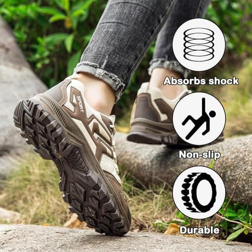 Mufanton Hiking Boots Mens Walking Boots Non-Slip Outdoor Mountain Trekking Shoes Lightweight Travelling Backpacking Camping Footwear Sneaker,Beige Brown,EU46 — view 6