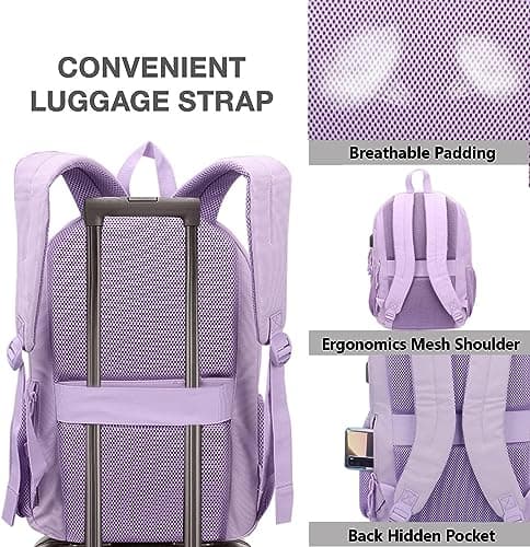 KEOFID Classic Travel Backpack for Men and Women, Anti Theft Laptop Backpack with USB Charging port, Large Bag for College(Purple) — view 6