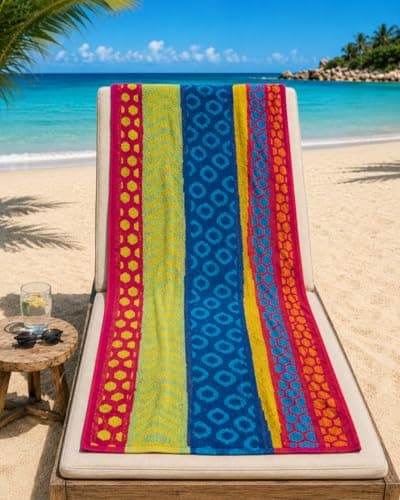Adore Jacquard Cotton Rich Beach Towel 75 x 150cm - Geometric Multicolour — view 2