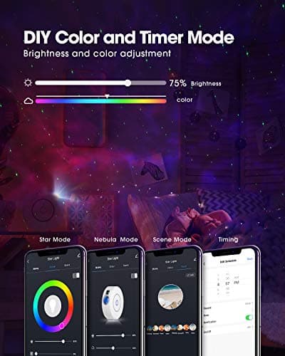 SUPPOU LED WiFi Galaxy Projector, Smart Night Light Kids Adults 3D Star Projector Light with RGB Adjustment/Voice Control/WiFi/Timer Compatible Alexa Google Assistant for Room Decor — view 5