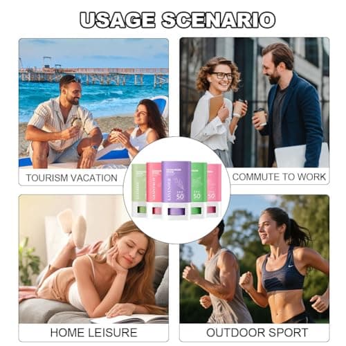 Wenrny Plant Scented Sunscreen Sticks for Face & Body,5 Pack Unisex Travel Size Moisturizing Sunscreen Stick Bulk for Summer,Lightweight Texture UVA/UVB Protection Roll On Sun Sticks,20g — view 5