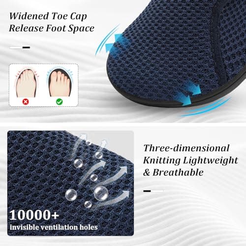 JOINFREE Womens Comfort Walking Shoes Wide Fit Casual Flats Navy Blue — view 3
