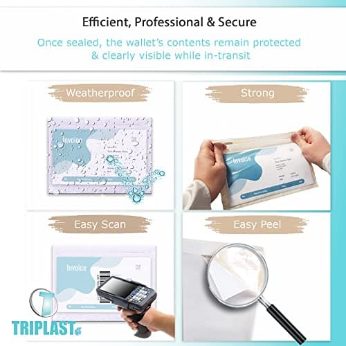 Triplast 1000 x A4 Plain Document Enclosed Wallet (328 x 230 mm) | Peel & Seal Clear Plastic Envelopes/Sleeves/Pockets/Wallets | Attach Invoices, Packing Lists & Delivery Notes to Parcels — view 3