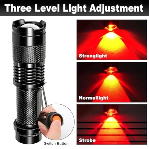 Vryth 2 Pack LED Red Light Torch Three Mode Flashlight Scalable Red Night — view 4