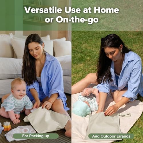 haakaa Waterproof Wet Bags for Baby Wet Dry Bags for Cloth Diaper, Swimsuit & Travel, 2pcs, Beige — view 3