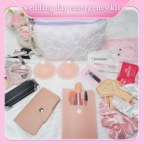 Bridal Wedding Emergency Kit with 30+ Essentials and Makeup Bag for Bride — view 2