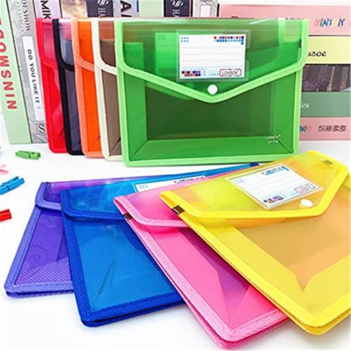 A4 Plastic Wallet, Popper Wallet Plastic Document Folder Premium Pockets, Clear Plastic File Folders Holder Organizer, with Snap Closure and Card Slot for School Home Work Office, Waterproof — view 4
