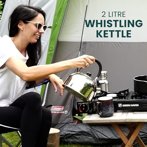 Green Haven Camping Kettle | Whistling Gas Stove Top Kettle 2L Stainless — view 3