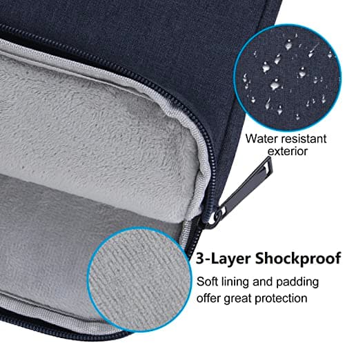 Chelory 13 14 Inch Laptop Sleeve for 13 Inch MacBook Air 14 inch MacBook Pro 2019-2026, 13.3 14 Inch Notebook Ultrabook Computer Water Resistant Shockproof Bag Tablet iPad Carrying Case, Dark Blue — view 3