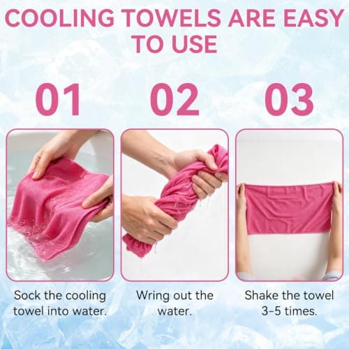 Kukyller Cooling Towel, 2PCS Cooling Towels with Storage Bottle Ice Towel Sweat Towel for Neck and Face Yoga Sport Running Gym Towels (Red) — view 3