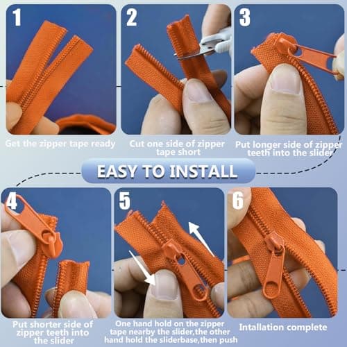 Exquilnova Zips for Sewing,60M 20 Colors Zipper,Sewing Accessories Zip Repair Kit with 100 Sliders,Nylon Invisible Zip for DIY Craft Projects,Skirts,Bags,Cushions,Luggage Accessories(10Dark+10Light) — view 5
