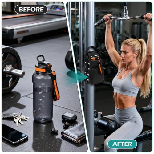 Alaoo Travel Water Bottle Bags, Water Bottle Carrier Bag for Hiking, Magnetic Gym Bag with Man and Woman for Outdoor, Climbing, Walking, Fitness, Black — view 5