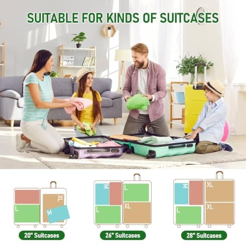 Compression Packing Cubes for Travel, Travel Essentials Luggage Organizer bags for Suitcase, Durable Compression Travel Packing Cubes for Carry on Backpack (Matcha green, 7pcs) — view 6