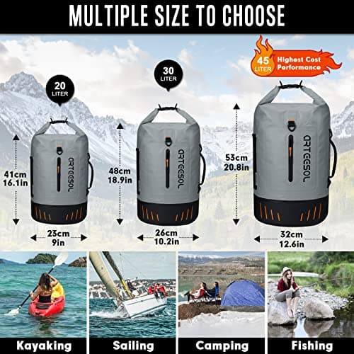 Dry Bag Upgraded 45L/40L/30L/20L Multifunction Waterproof Bag Dry Sack with Phone Dry Bag or Shoulder Pads, Perfect for Paddleboarding/Kayaking/Canoeing/Camping/Fishing/Swimming/Rafting — view 3