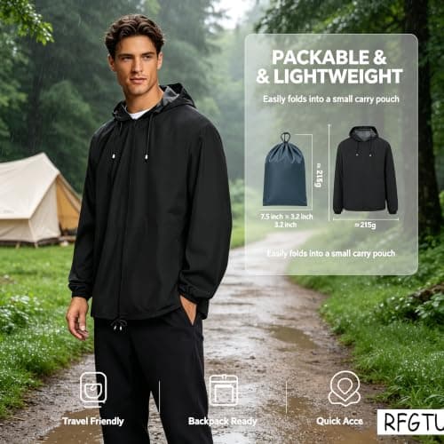 Waterproof Jacket Lightweight Windproof Rain Jacket Waterproof Jacket Men — view 4