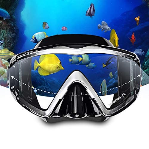 Adult Pano 3 Panoramic Scuba Diving Mask, Tempered Glass Snorkeling Dive Mask, Premium Swim Goggles With Nose Cover Snorkeling Gear for Snorkeling, Freediving, Swimming (Cool Black) — view 5