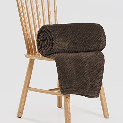 Bear & Panda Waffle Flannel Fleece Mink Throw - Sofa/Bedspread/travel Blankets – Honeycomb Super Soft, light-weighted, Warm, Cosy Large Size Single, Double, King - Chocolate King (200x240cm) — view 2