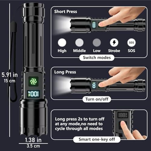 Torch Rechargeable 2 Pack, Torches Led Super Bright 1,000,000LM Flashlight — view 5
