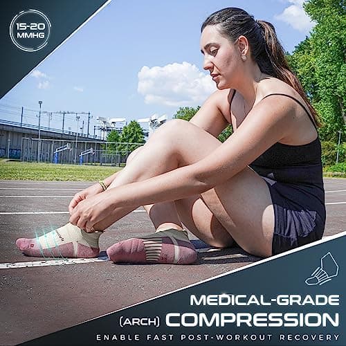 Rahhint Pro Coolmax Anti-Blister Cushioned Running Socks Ankle Compression for Women and Men, Lightweight Summer Marathon Walking Training (3 Pairs) — view 2