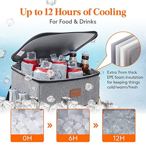 Lifewit 21L 30-Can Soft Cooler Backpack Bag with Hard Liner, Large Insulated Picnic Lunch Box Soft-Sided for Camping/BBQ/Family Outdoor Activities, Grey — view 2