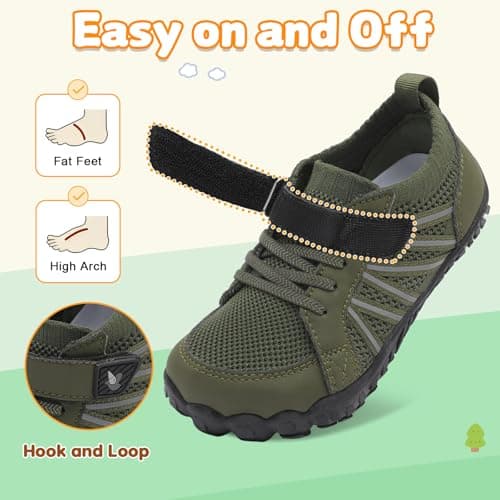 JOINFREE Kids Outdoor Shoes Wide Toe Barefoot Shoes Army Green — view 3