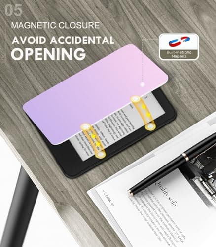MoKo Case Fits 6" Kindle Basic 11th Generation 2024/2022, Gradient Purple — view 5