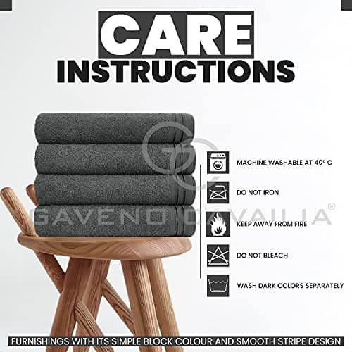 GC GAVENO CAVAILIA Large Towels Bath Sheet - Highly Absorbent Egyptian Cotton Towel Set - 4 Pack Extra Soft Large Bath Towel Charcoal-Quick Dry Bath Sheets - 450 GSM Washable Towels, 75X135 Cm — view 4