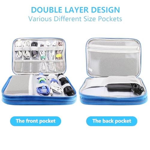 Teskyer Travel Cable Organiser Bag, Travel Essential, Sky Blue — view 5