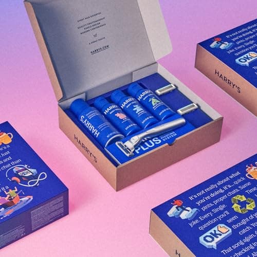 Harry's Plus Grooming Gift Set for Men - Plus Razor, 2 x 5-Blade Cartridges 3 x Mini Travel Shower Gel, 1 x Mini Shave Gel - Perfect Shave Shower Kit — view 3
