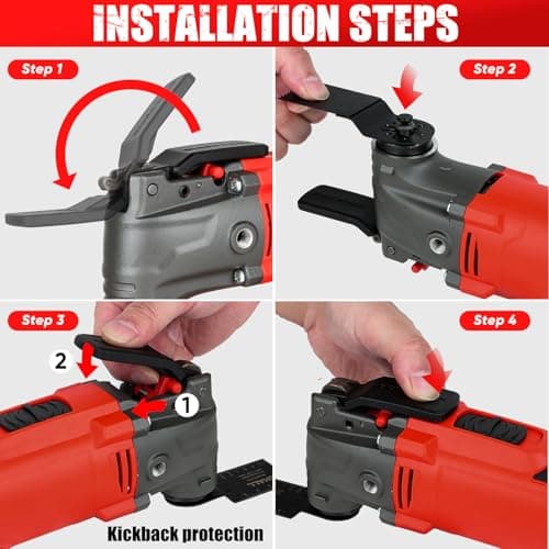 SHALL Oscillating Tool, 300W Oscillating Multitool Kit with 3° Oscillation Angle, Quick Change & Kickback Protection, 6 Variable Speeds, Auxiliary Handle, 40 Pcs Saw Accessories — view 6
