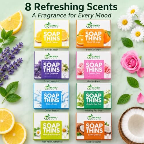 400 Sheets Antibacterial Paper Soap Strips For Hand Washing - 8 Pack Portable Disinfecting Pocket Travel Soap Thins Dissolvable & Disposable Camping Mini Size Dry SoapSheets For Hands (Variety 8x50) — view 2